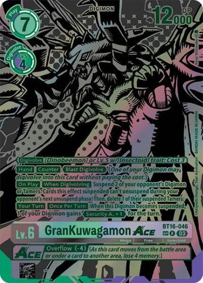 GranKuwagamon ACE Textured BT16-046 R Beginning Observer Digimon card