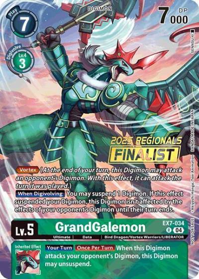 GrandGalemon 2025 Regionals Finalist EX7-034 R Digimon LIBERATOR Digimon card