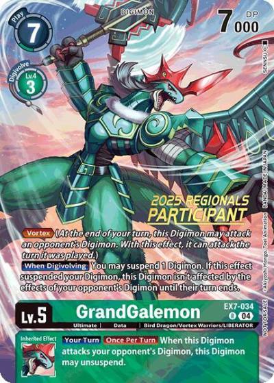 GrandGalemon 2025 Regionals Participant EX7-034 R Digimon LIBERATOR Digimon card
