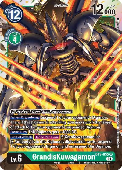 GrandisKuwagamon BT9-055 SR X Record Digimon card