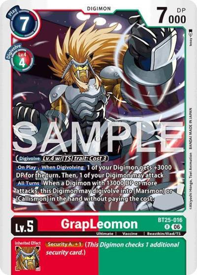 GrapLeomon BT25-016 R Dual Revolution Digimon card