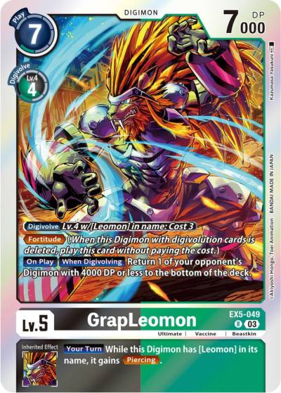 GrapLeomon EX5-049 R Animal Colosseum Digimon card