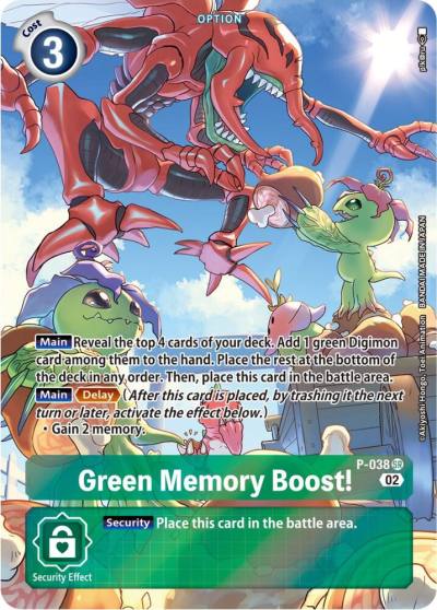 Green Memory Boost Digimon Adventure Box 2 P-038 SR Digimon Promotion Cards Digimon card