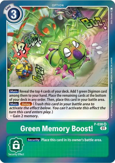 Green Memory Boost P-038 SR Digimon Promotion Cards Digimon card