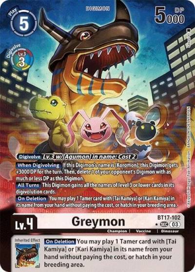 Greymon Alternate Art BT17-102 SEC Secret Crisis Digimon card