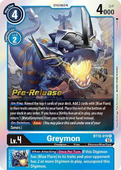 Greymon BT10-019 R Xros Encounter Pre-Release Cards Digimon card