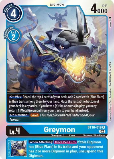 Greymon BT10-019 R Xros Encounter Digimon card