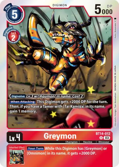 Greymon BT14-012 R Blast Ace Digimon card
