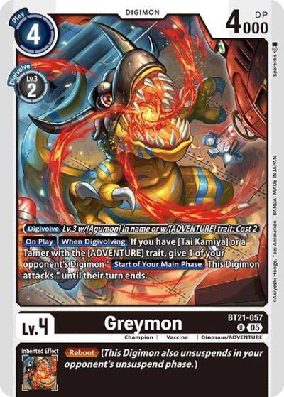Greymon BT21-057 U World Convergence Digimon card