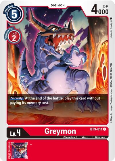 Greymon BT3-011 U Release Special Booster 1.5 Digimon card