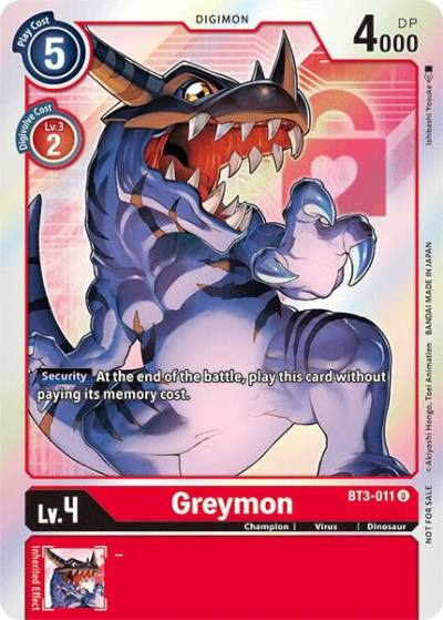 Greymon Box Topper BT3-011 U Release Special Booster 1.5 Digimon card