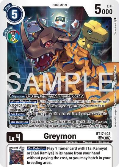 Greymon Reprint BT17-102 SEC Advanced Booster Digimon Generation Digimon card