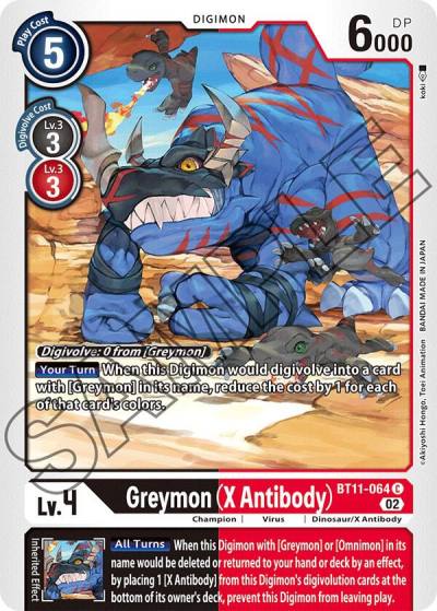 Greymon X Antibody BT11-064 C Dimensional Phase Digimon card