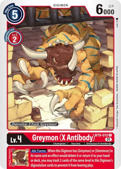 Greymon X Antibody BT9-012 C X Record Digimon card