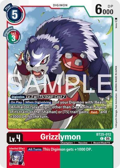 Grizzlymon BT25-012 C Dual Revolution Digimon card