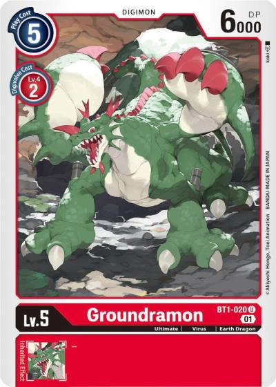 Groundramon Alternate Art BT1-020 U Starter Deck 07: Gallantmon Digimon card