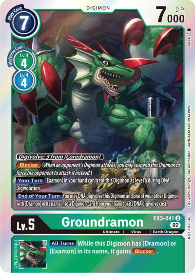 Groundramon Box Topper EX3-041 U Draconic Roar Digimon card
