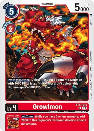 Growlmon BT17-010 C Secret Crisis Digimon card