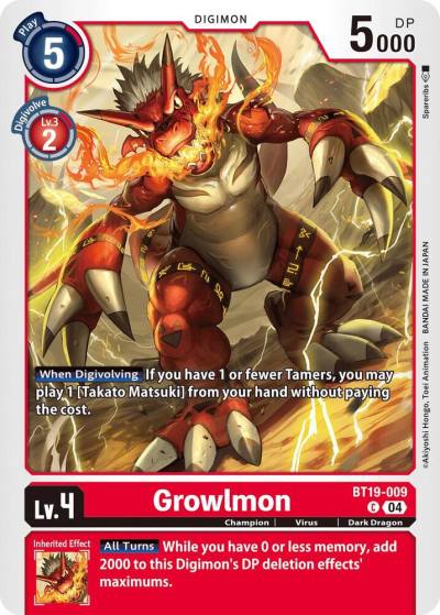 Growlmon BT19-009 C Release Special Booster 2.5 Digimon card
