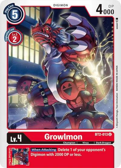 Growlmon BT2-013 U Release Special Booster 1.0 Digimon card
