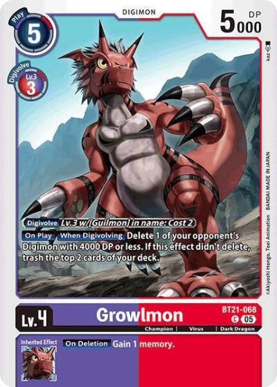 Growlmon BT21-068 C World Convergence Digimon card