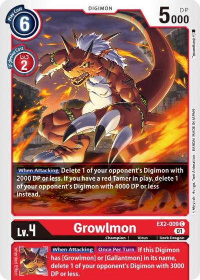 Growlmon EX2-009 C Digital Hazard Digimon card