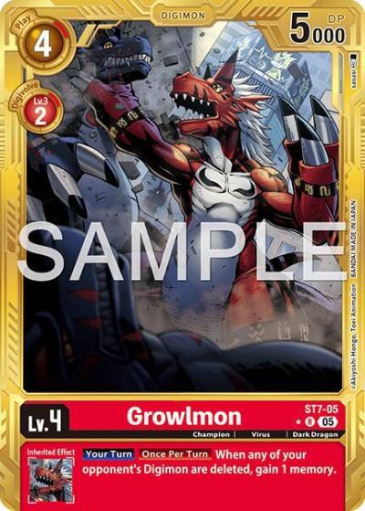Growlmon Gold Border ST7-05 R Advanced Booster Digimon Generation Digimon card