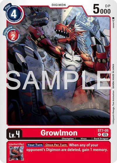 Growlmon Reprint ST7-05 R Advanced Booster Digimon Generation Digimon card