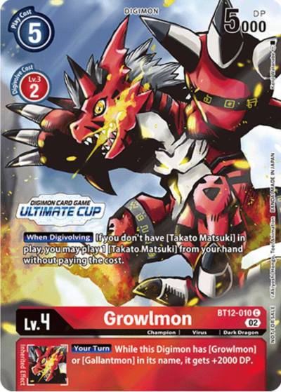 Growlmon Ultimate Cup BT12-010 C Across Time Digimon card