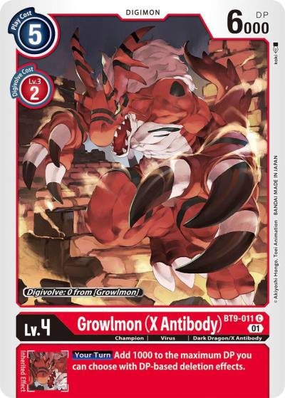 Growlmon X Antibody BT9-011 C X Record Digimon card