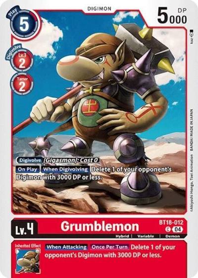 Grumblemon BT18-012 C Release Special Booster 2.0 Digimon card