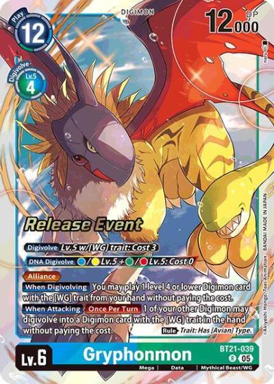 Gryphonmon BT21-039 R World Convergence Release Event Cards Digimon card