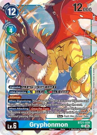 Gryphonmon BT21-039 R World Convergence Digimon card