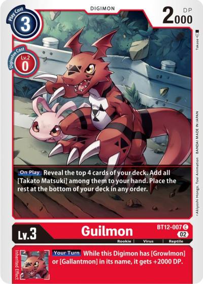 Guilmon BT12-007 C Across Time Digimon card