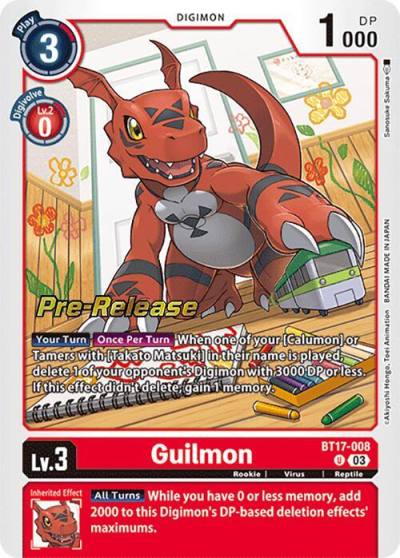 Guilmon BT17-008 U Secret Crisis Pre-Release Cards Digimon card