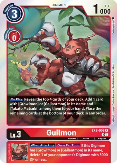 Guilmon EX2-008 R Digital Hazard Digimon card