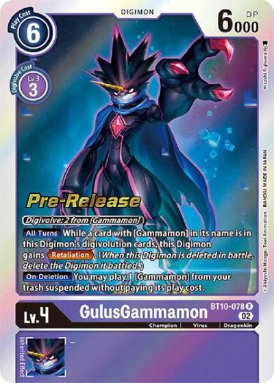 GulusGammamon BT10-078 R Xros Encounter Pre-Release Cards Digimon card