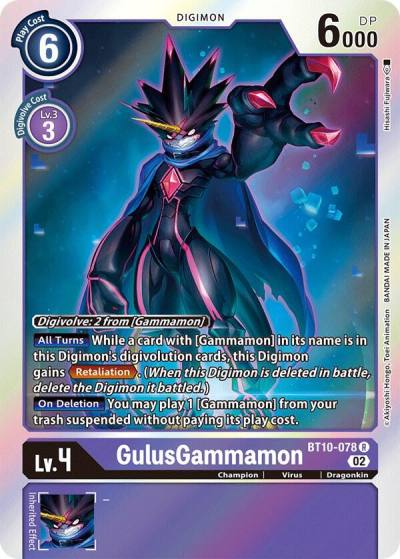 GulusGammamon BT10-078 R Xros Encounter Digimon card