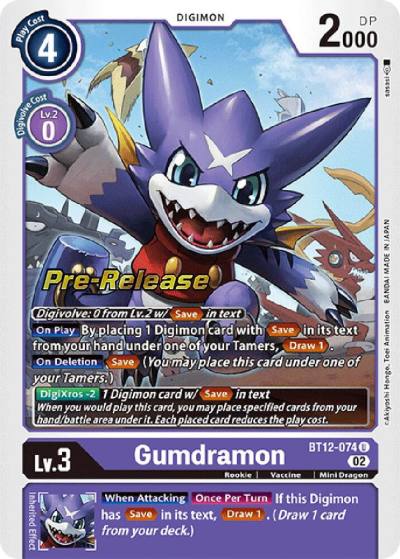 Gumdramon BT12-074 U Across Time Pre-Release Cards Digimon card