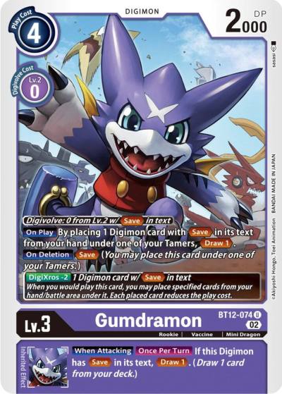 Gumdramon BT12-074 U Across Time Digimon card