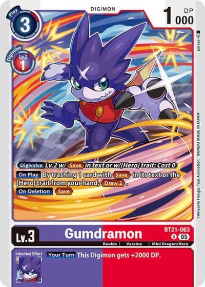 Gumdramon BT21-063 U World Convergence Digimon card