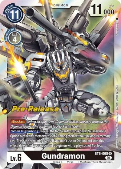 Gundramon BT6-065 R Double Diamond Pre-Release Cards Digimon card