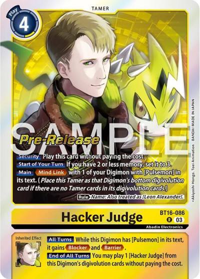 Hacker Judge BT16-086 R Beginning Observer Pre-Release Cards Digimon card