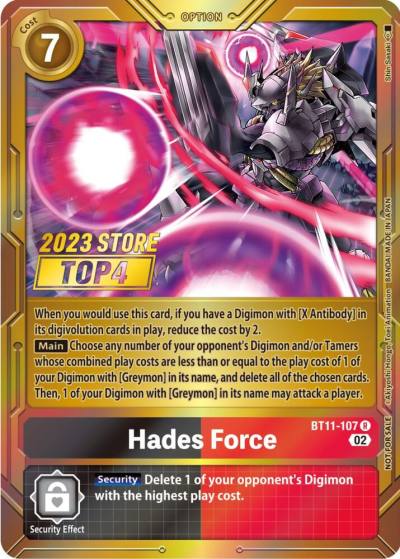 Hades Force 2023 Store Top 4 BT11-107 R Dimensional Phase Digimon card