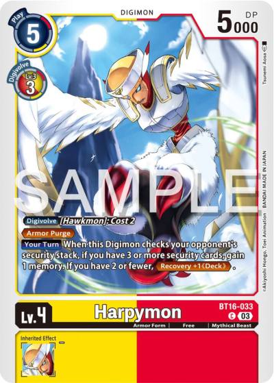 Harpymon BT16-033 C Beginning Observer Digimon card