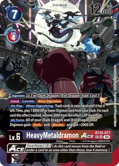 HeavyMetaldramon ACE Textured BT20-077 SR Release Special Booster 2.5 Digimon card