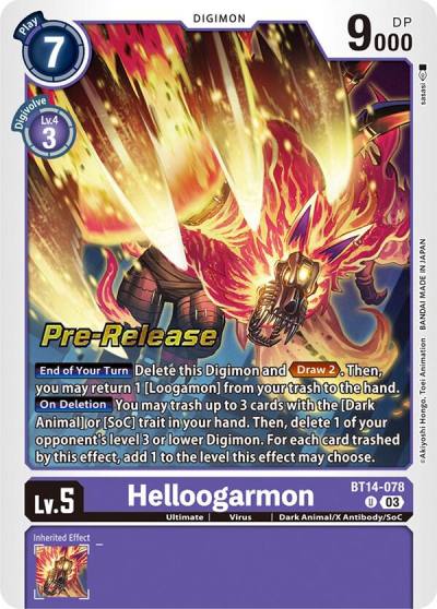 Helloogarmon BT14-078 U Blast Ace Pre-Release Cards Digimon card