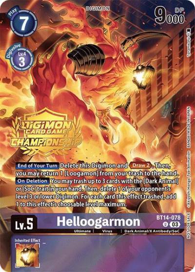 Helloogarmon Championship 2024 Tamers Pack BT14-078 U Blast Ace Digimon card