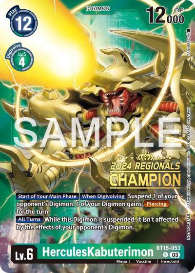 HerculesKabuterimon 2024 Regionals Champion BT15-053 R Exceed Apocalypse Digimon card