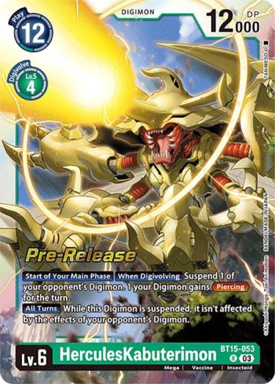 HerculesKabuterimon BT15-053 R Exceed Apocalypse Pre-Release Cards Digimon card